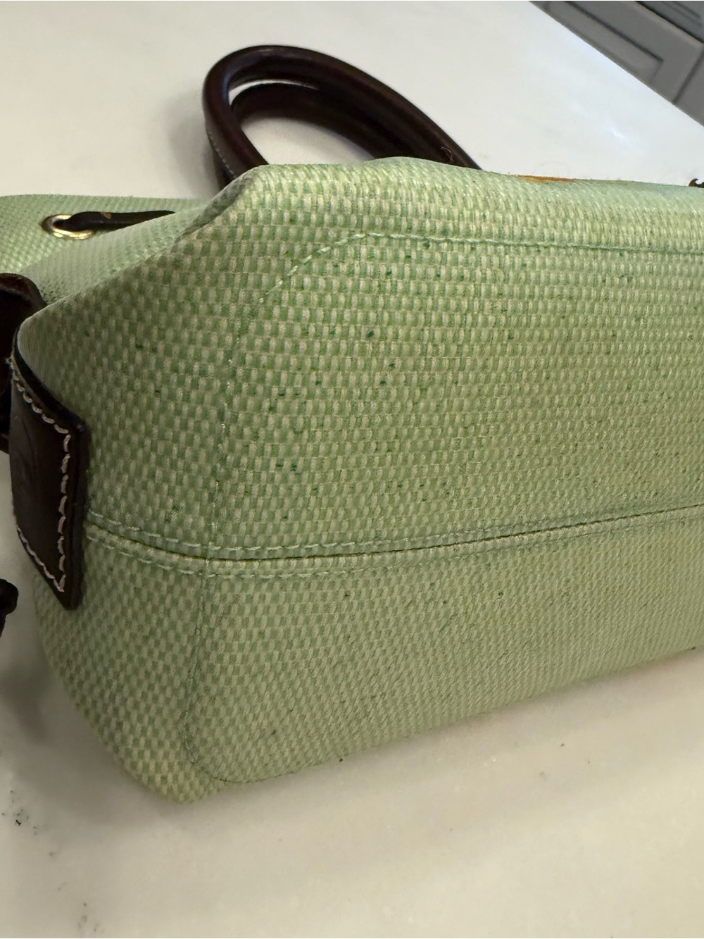 Dooney & Bourke VTG RARE Light Green Basketweave Tote W/Sunflowers EUC - Picture 10 of 15